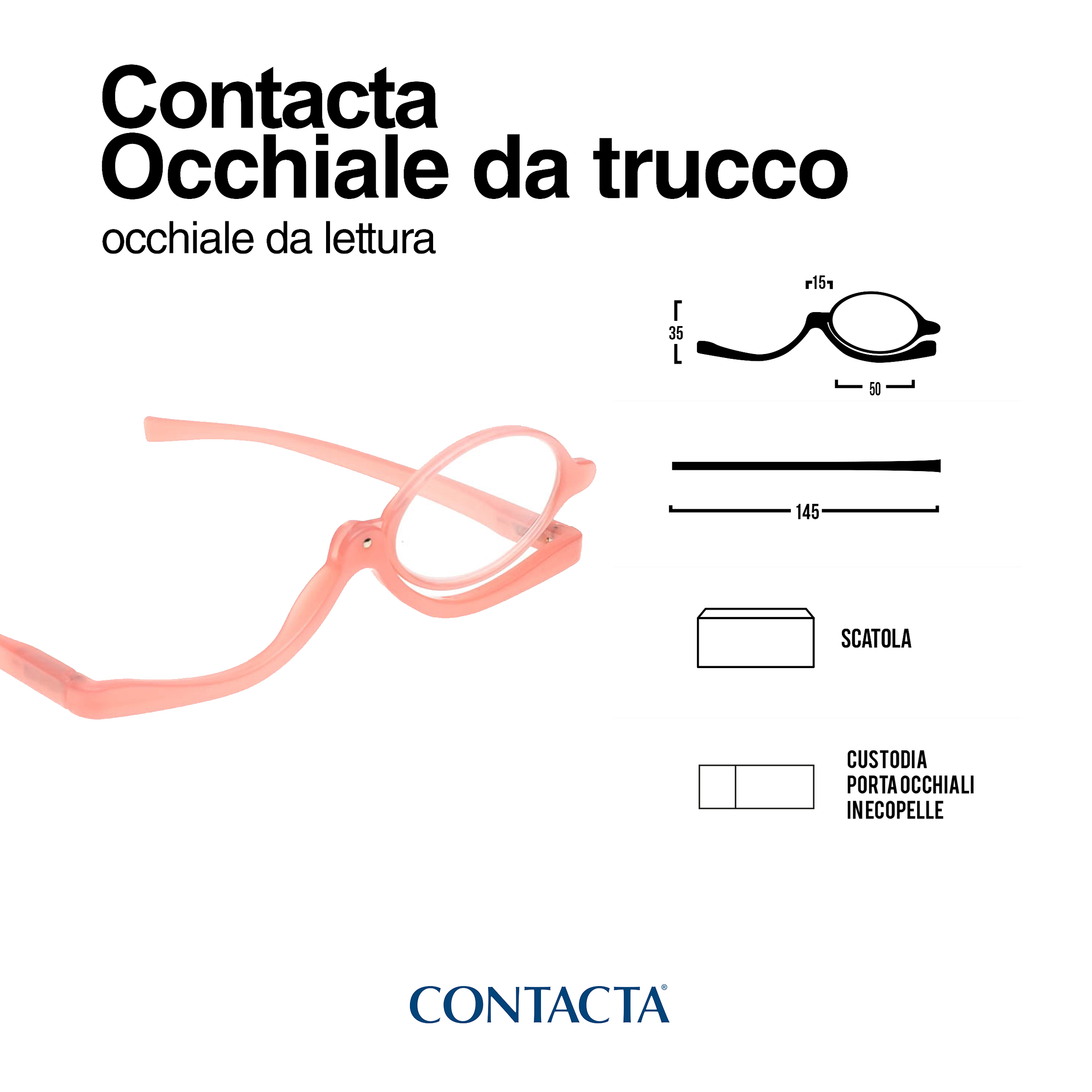 Occhiale Monolente per il Trucco, Occhiali da Trucco, Occhiali per Truccarsi  Donna, Occhiale Monolente per il Trucco, Trucco Occhiali da Lettura, Occhiali  per il Make up con Lente Reversibile, Nero : 